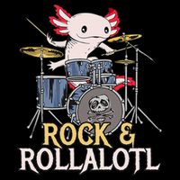 Funny Axolotl Playing Drums Rock Drummer Band Musician Cooling Performance Crew T-Shirt