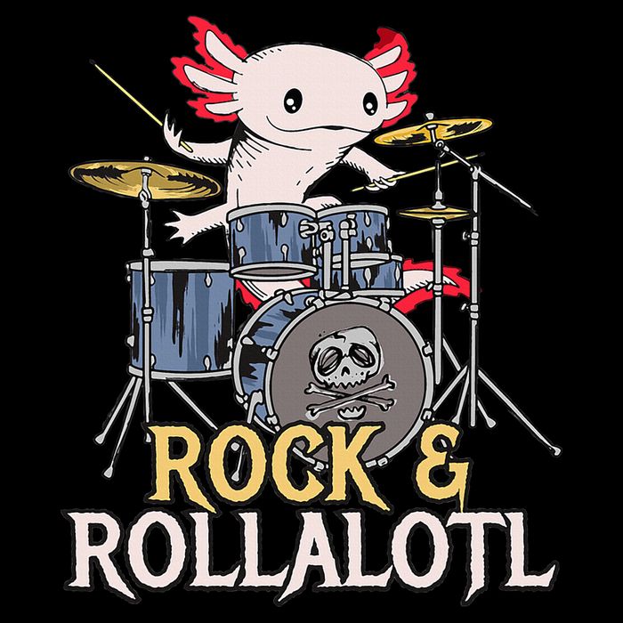 Funny Axolotl Playing Drums Rock Drummer Band Musician Cooling Performance Crew T-Shirt