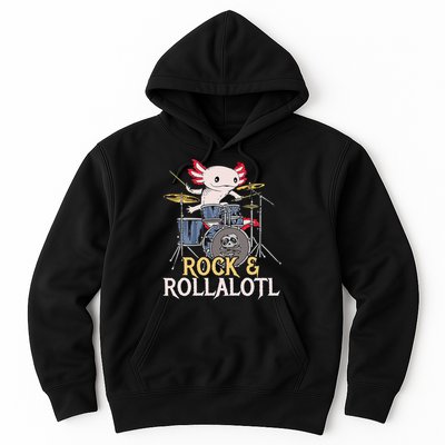 Funny Axolotl Playing Drums Rock Drummer Band Musician Hoodie