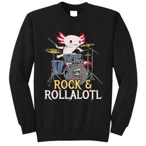 Funny Axolotl Playing Drums Rock Drummer Band Musician Sweatshirt