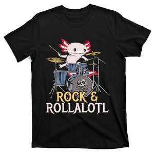 Funny Axolotl Playing Drums Rock Drummer Band Musician T-Shirt