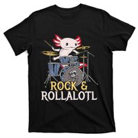 Funny Axolotl Playing Drums Rock Drummer Band Musician T-Shirt