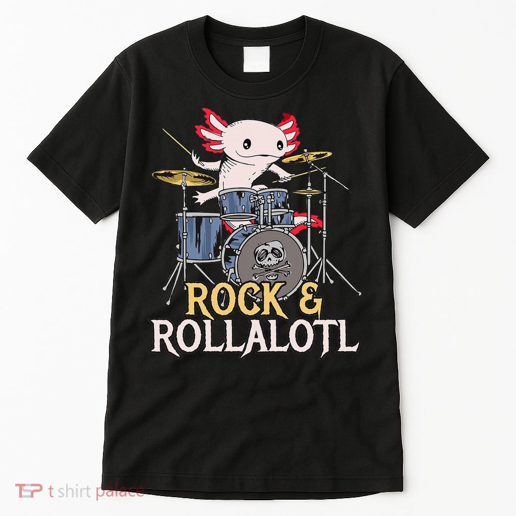 Funny Axolotl Playing Drums Rock Drummer Band Musician Tall T-Shirt