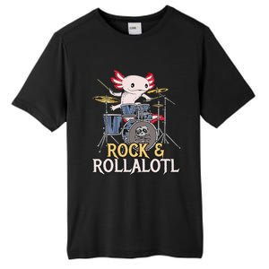 Funny Axolotl Playing Drums Rock Drummer Band Musician Tall Fusion ChromaSoft Performance T-Shirt