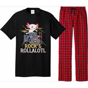 Funny Axolotl Playing Drums Rock Drummer Band Musician Pajama Set