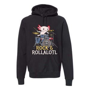 Funny Axolotl Playing Drums Rock Drummer Band Musician Premium Hoodie