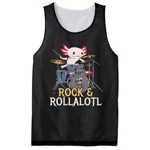 Funny Axolotl Playing Drums Rock Drummer Band Musician Mesh Reversible Basketball Jersey Tank