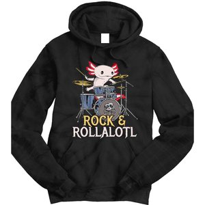 Funny Axolotl Playing Drums Rock Drummer Band Musician Tie Dye Hoodie