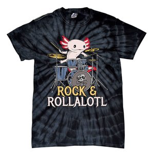 Funny Axolotl Playing Drums Rock Drummer Band Musician Tie-Dye T-Shirt