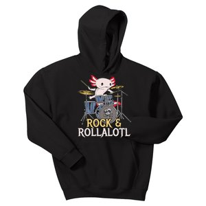 Funny Axolotl Playing Drums Rock Drummer Band Musician Kids Hoodie