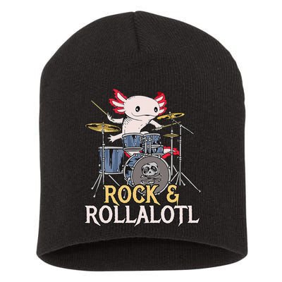 Funny Axolotl Playing Drums Rock Drummer Band Musician Short Acrylic Beanie