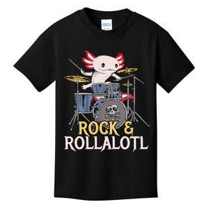 Funny Axolotl Playing Drums Rock Drummer Band Musician Kids T-Shirt