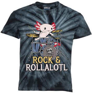 Funny Axolotl Playing Drums Rock Drummer Band Musician Kids Tie-Dye T-Shirt