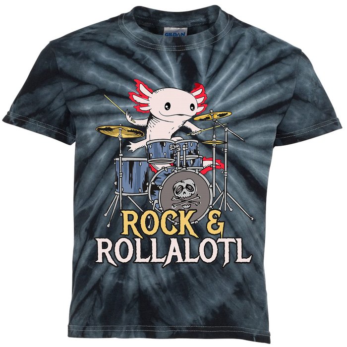 Funny Axolotl Playing Drums Rock Drummer Band Musician Kids Tie-Dye T-Shirt