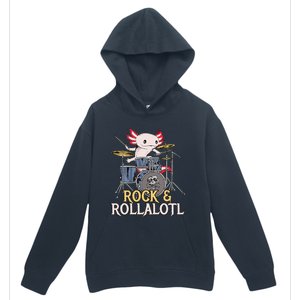 Funny Axolotl Playing Drums Rock Drummer Band Musician Urban Pullover Hoodie