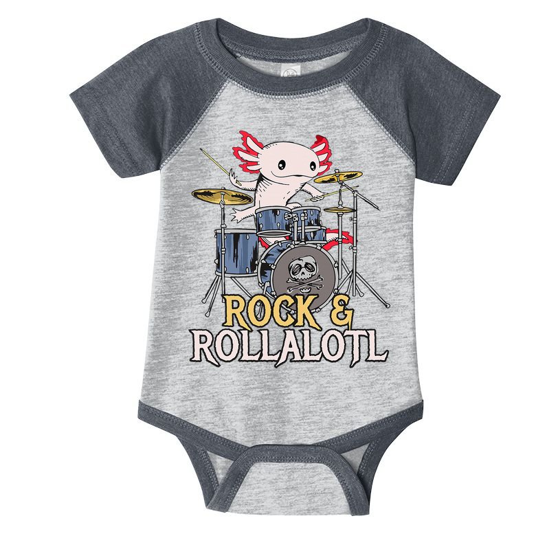 Funny Axolotl Playing Drums Rock Drummer Band Musician Infant Baby Jersey Bodysuit