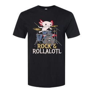 Funny Axolotl Playing Drums Rock Drummer Band Musician Softstyle CVC T-Shirt