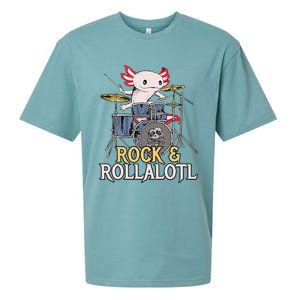 Funny Axolotl Playing Drums Rock Drummer Band Musician Sueded Cloud Jersey T-Shirt