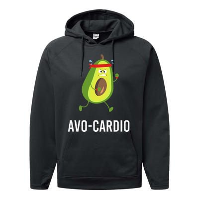 Funny Avocardio Pun Workout Running Avocado Performance Fleece Hoodie