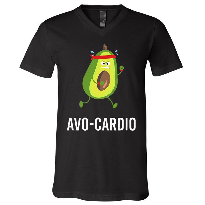 Funny Avocardio Pun Workout Running Avocado V-Neck T-Shirt