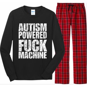 Funny Autism Powered Fck Machine Autism Quote RizzEm Gift Long Sleeve Pajama Set