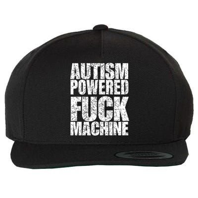 Funny Autism Powered Fck Machine Autism Quote RizzEm Gift Wool Snapback Cap