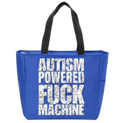 Funny Autism Powered Fck Machine Autism Quote RizzEm Gift Zip Tote Bag