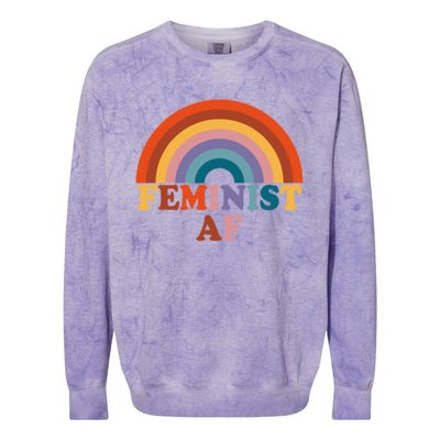 Feminist Af Pocket Vintage Rainbow Empowert Feminism Meaningful Gift Colorblast Crewneck Sweatshirt