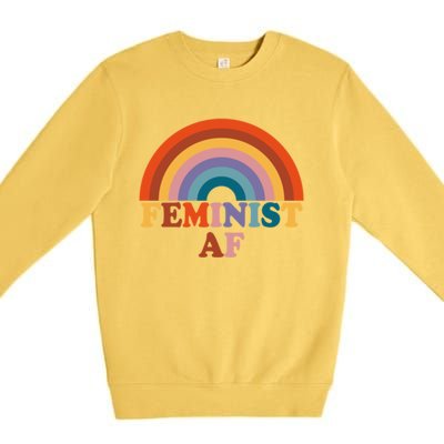 Feminist Af Pocket Vintage Rainbow Empowert Feminism Meaningful Gift Premium Crewneck Sweatshirt