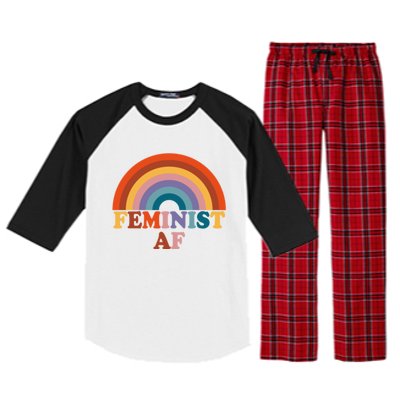 Feminist Af Pocket Vintage Rainbow Empowert Feminism Meaningful Gift Raglan Sleeve Pajama Set