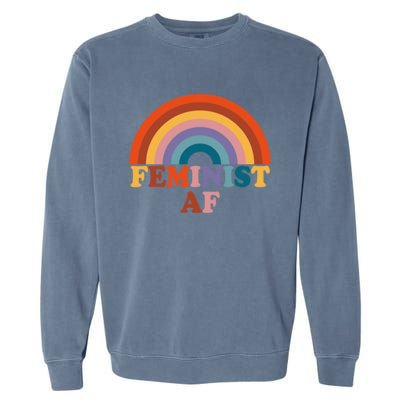 Feminist Af Pocket Vintage Rainbow Empowert Feminism Meaningful Gift Garment-Dyed Sweatshirt