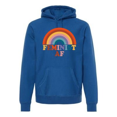 Feminist Af Pocket Vintage Rainbow Empowert Feminism Meaningful Gift Premium Hoodie