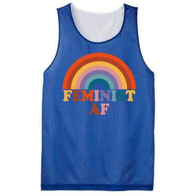 Feminist Af Pocket Vintage Rainbow Empowert Feminism Meaningful Gift Mesh Reversible Basketball Jersey Tank