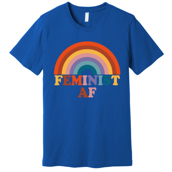 Feminist Af Pocket Vintage Rainbow Empowert Feminism Meaningful Gift Premium T-Shirt