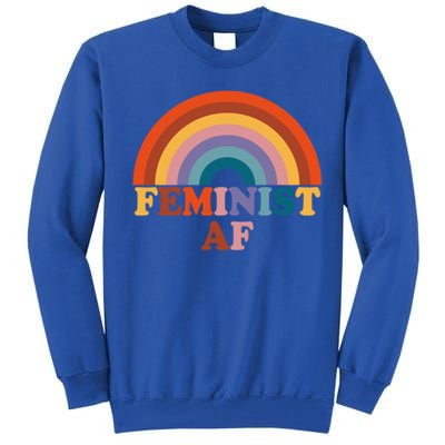 Feminist Af Pocket Vintage Rainbow Empowert Feminism Meaningful Gift Tall Sweatshirt