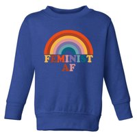 Feminist Af Pocket Vintage Rainbow Empowert Feminism Meaningful Gift Toddler Sweatshirt