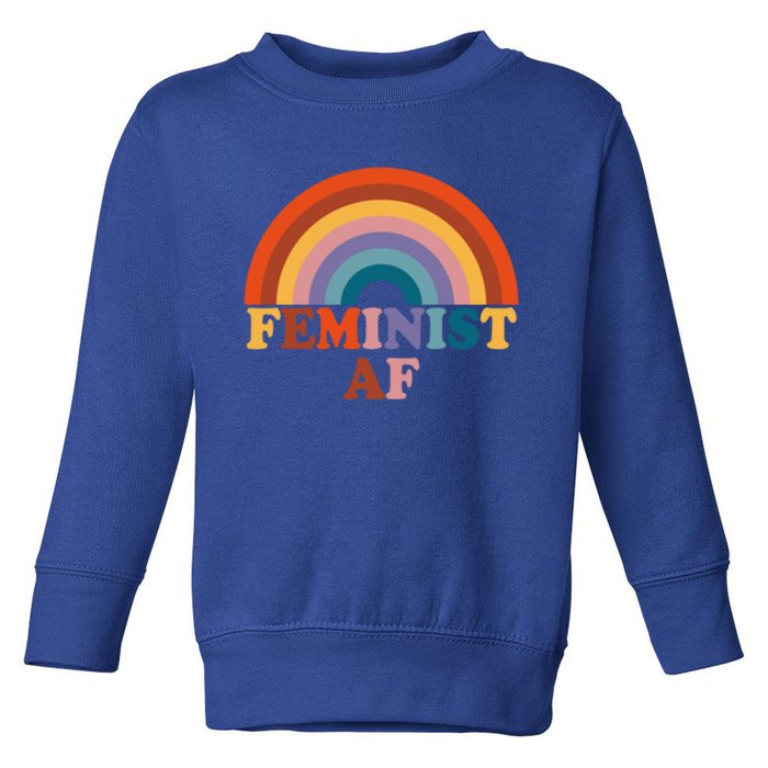 Feminist Af Pocket Vintage Rainbow Empowert Feminism Meaningful Gift Toddler Sweatshirt