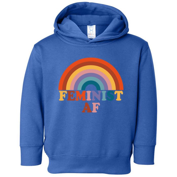 Feminist Af Pocket Vintage Rainbow Empowert Feminism Meaningful Gift Toddler Hoodie