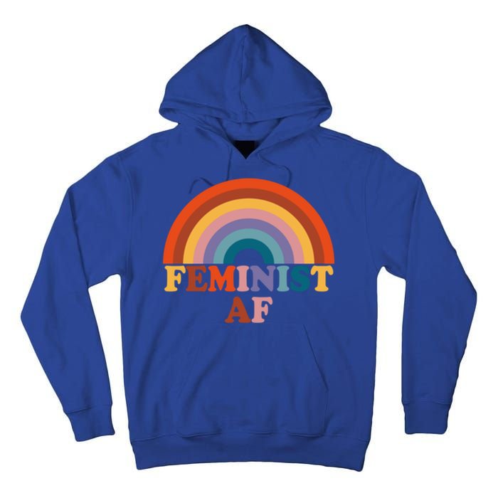 Feminist Af Pocket Vintage Rainbow Empowert Feminism Meaningful Gift Tall Hoodie