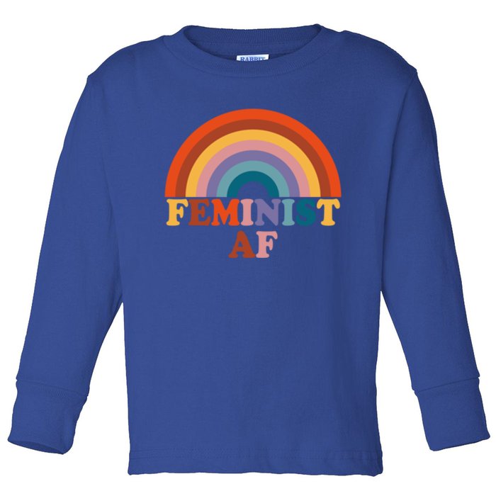 Feminist Af Pocket Vintage Rainbow Empowert Feminism Meaningful Gift Toddler Long Sleeve Shirt