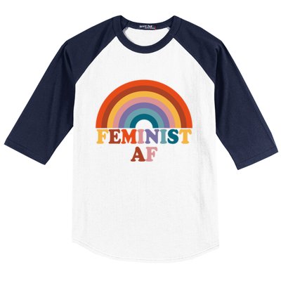 Feminist Af Pocket Vintage Rainbow Empowert Feminism Meaningful Gift Baseball Sleeve Shirt