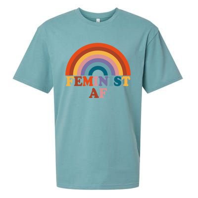 Feminist Af Pocket Vintage Rainbow Empowert Feminism Meaningful Gift Sueded Cloud Jersey T-Shirt