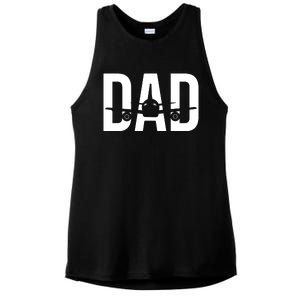 Funny Airplane Pilot Dad Aviation Lover Gift Dad Pilot Ladies PosiCharge Tri-Blend Wicking Tank