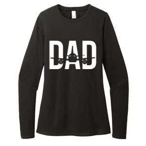 Funny Airplane Pilot Dad Aviation Lover Gift Dad Pilot Womens CVC Long Sleeve Shirt