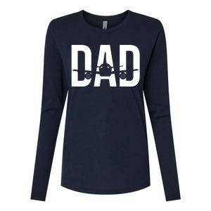 Funny Airplane Pilot Dad Aviation Lover Gift Dad Pilot Womens Cotton Relaxed Long Sleeve T-Shirt