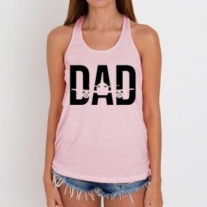 Funny Airplane Pilot Dad Aviation Lover Gift Dad Pilot Women's Knotted Racerback Tank