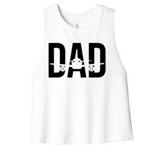 Funny Airplane Pilot Dad Aviation Lover Gift Dad Pilot Women's Racerback Cropped Tank