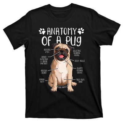 Funny Anatomy Pug Dog Pug Lover T-Shirt