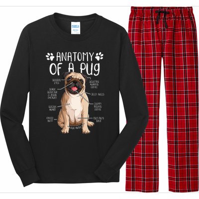 Funny Anatomy Pug Dog Pug Lover Long Sleeve Pajama Set