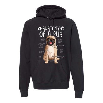 Funny Anatomy Pug Dog Pug Lover Premium Hoodie